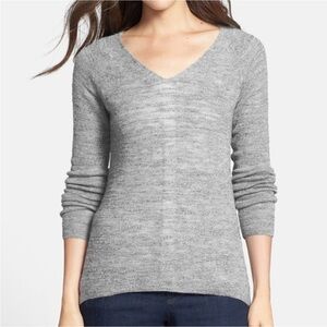 Eileen Fisher Slubbed Alpaca Blend V-Neck Sweater, gray, size medium